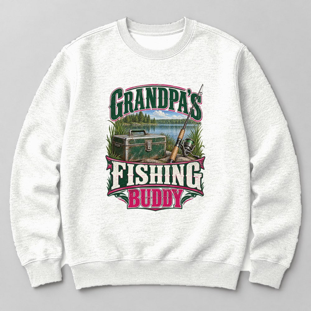 Grandpa's Fishing Buddy Sweatshirt in White