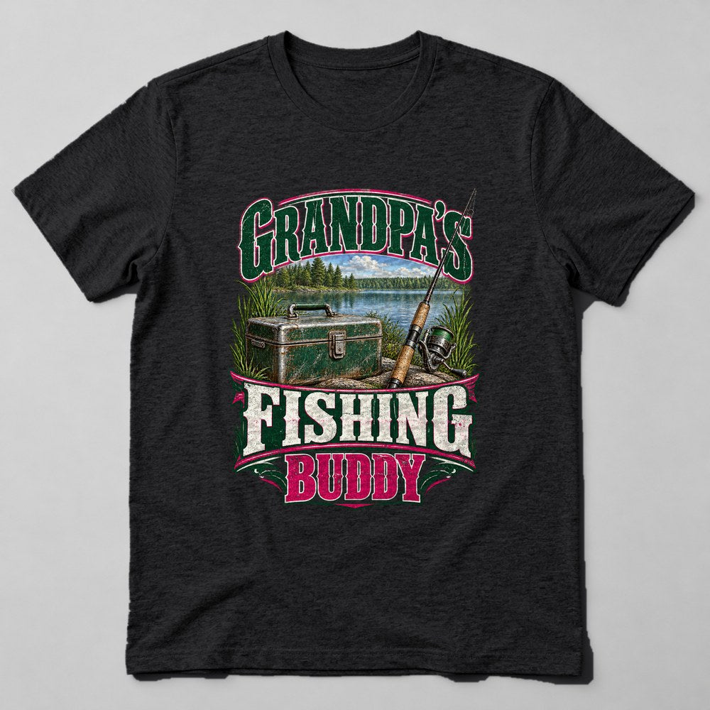 Grandpa's Fishing Buddy T-Shirt in Black