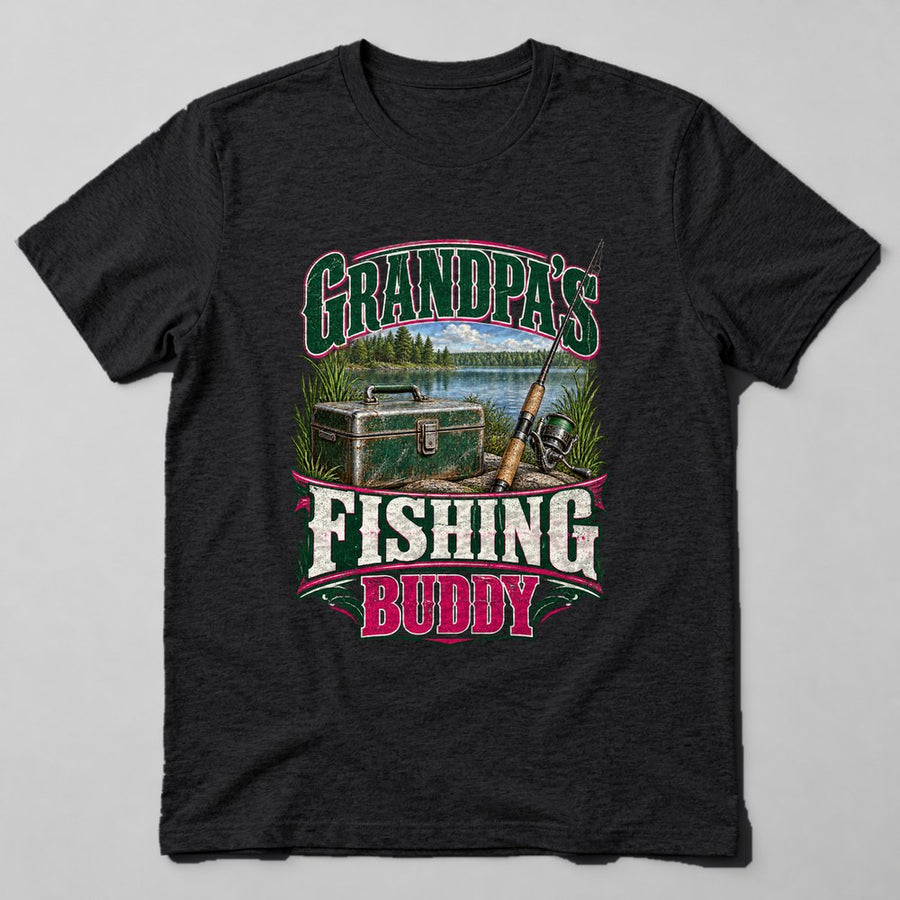 Grandpa's Fishing Buddy T-Shirt in Black