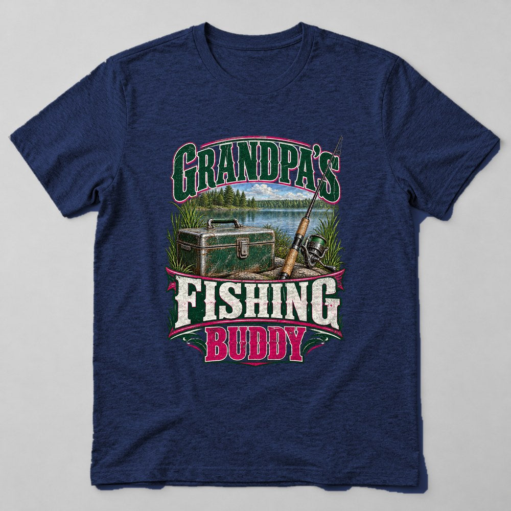Grandpa's Fishing Buddy T-Shirt in Navy