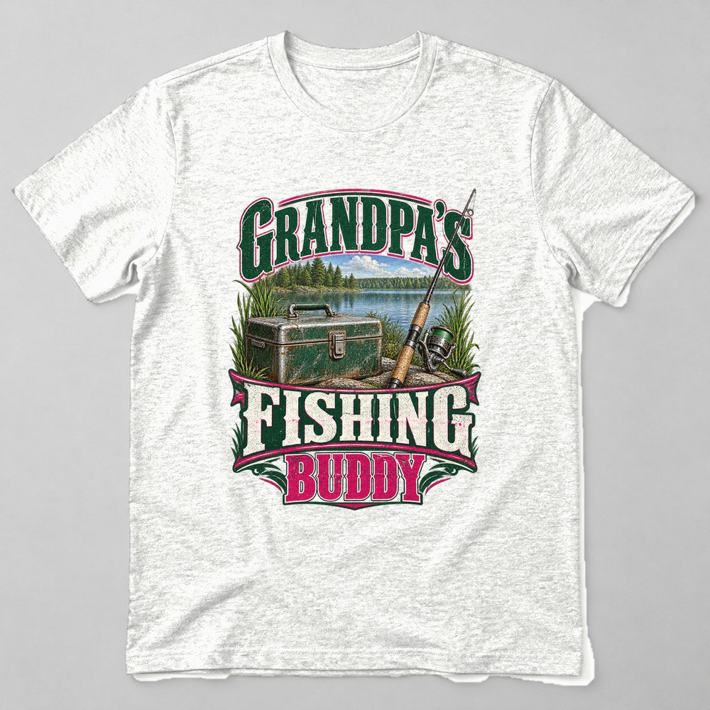 Grandpa's Fishing Buddy T-Shirt in White