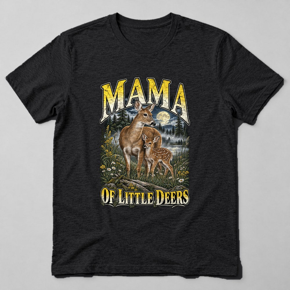 Mama of Little Deers T-Shirt in Black