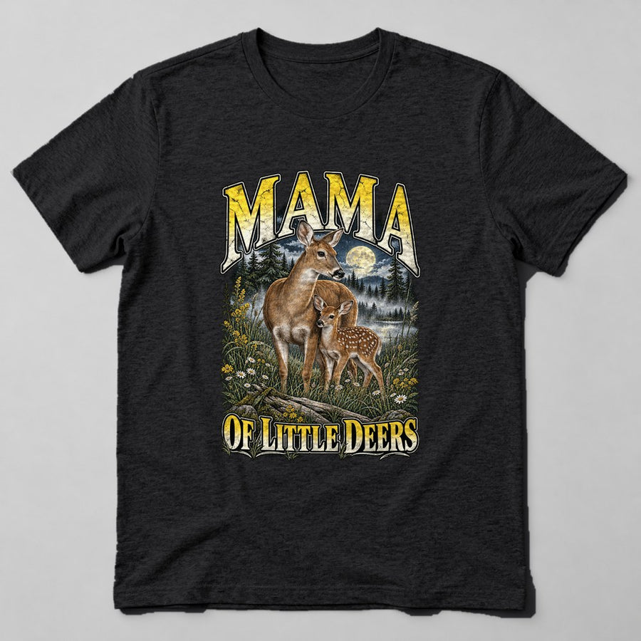 Mama of Little Deers T-Shirt in Black