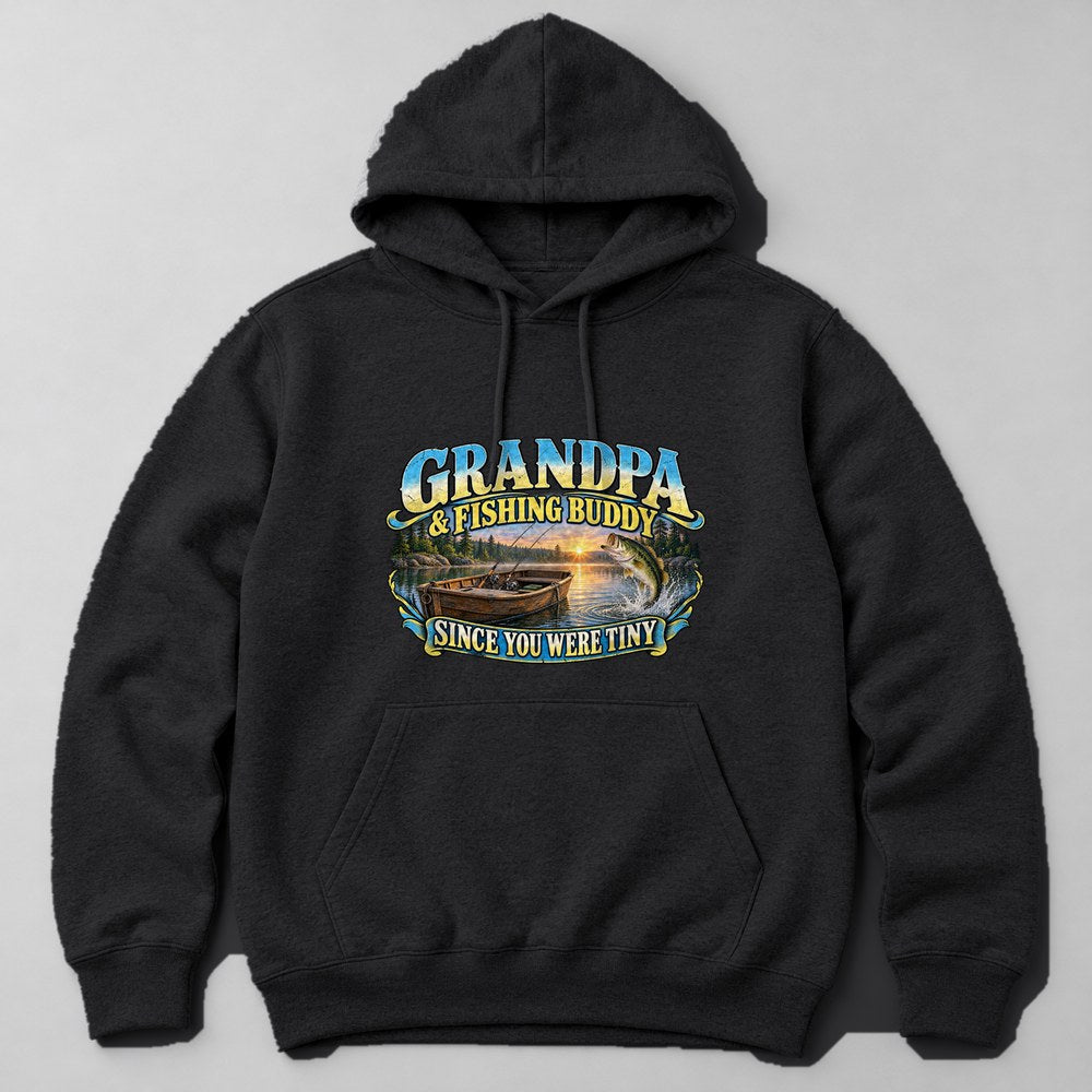 Grandpa & Fishing Buddy Since You Were Tiny Hoodie in Black