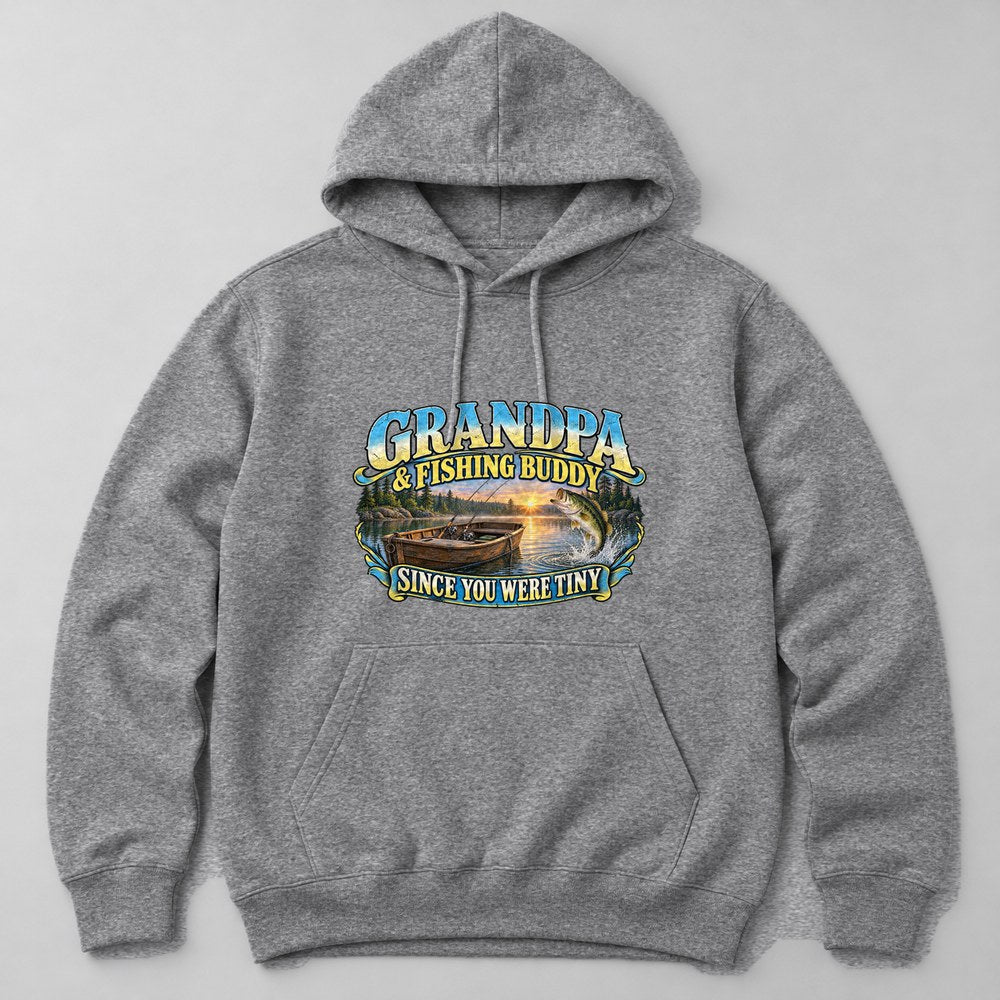 Grandpa & Fishing Buddy Since You Were Tiny Hoodie in Heather Grey