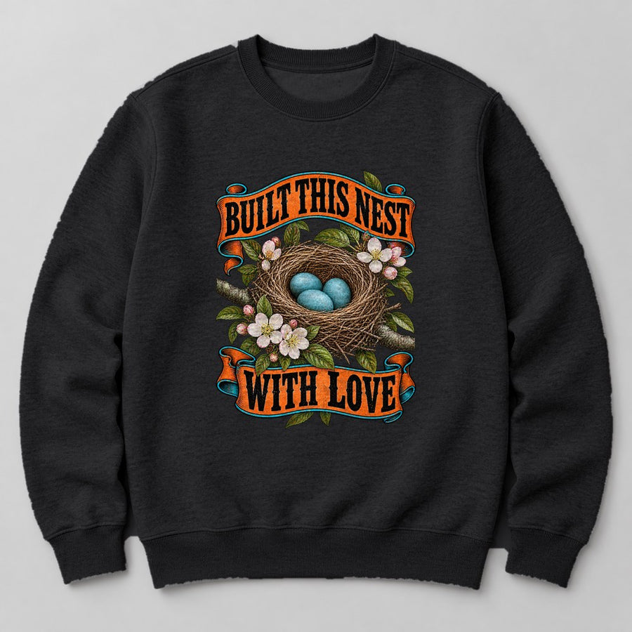 Built This Nest With Love Sweatshirt in Black
