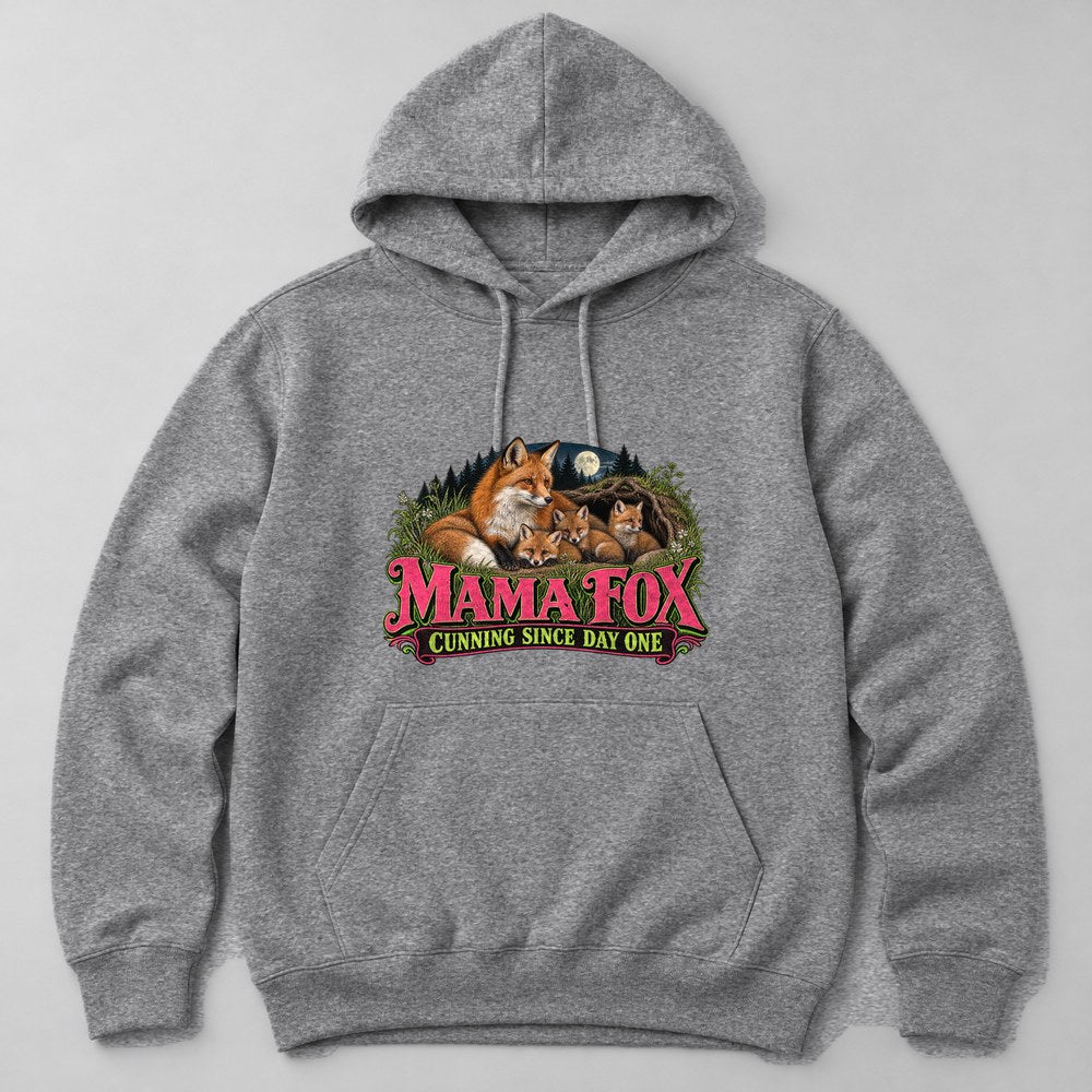 Mama Fox Cunning Since Day One Hoodie in Heather Grey