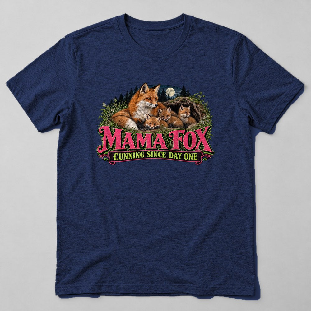 Mama Fox Cunning Since Day One T-Shirt in Navy