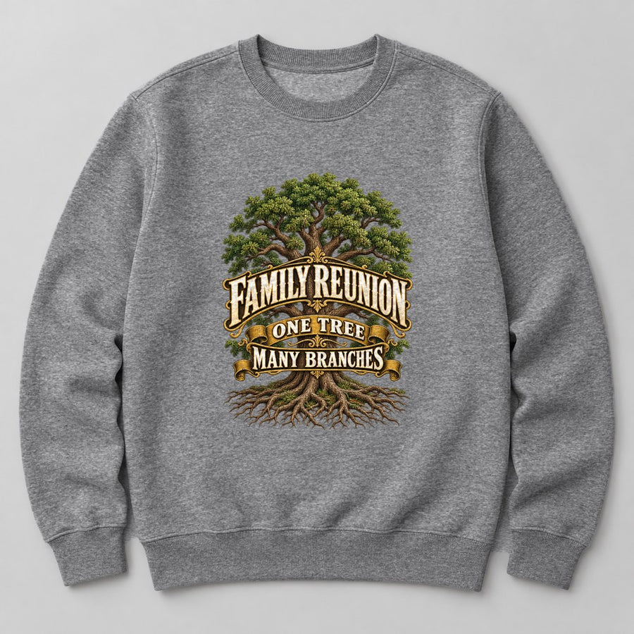 Family Reunion One Tree Many Branches Sweatshirt in Heather Grey