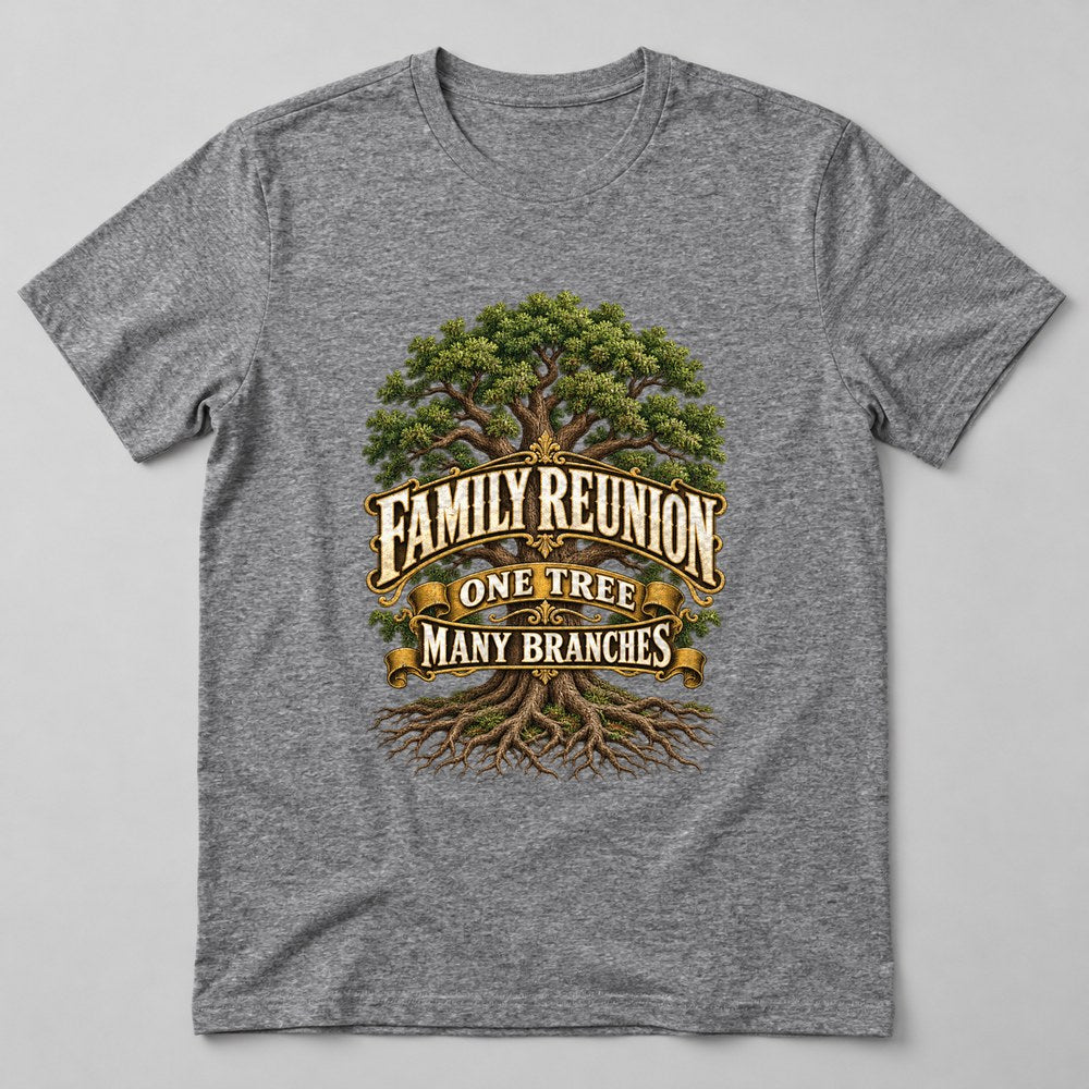 Family Reunion One Tree Many Branches T-Shirt in Heather Grey