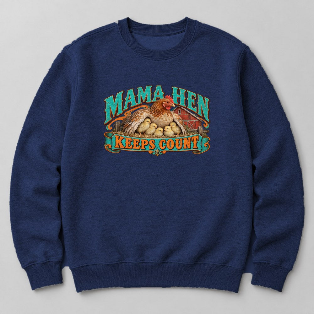 Mama Hen Keeps Count Sweatshirt in Navy