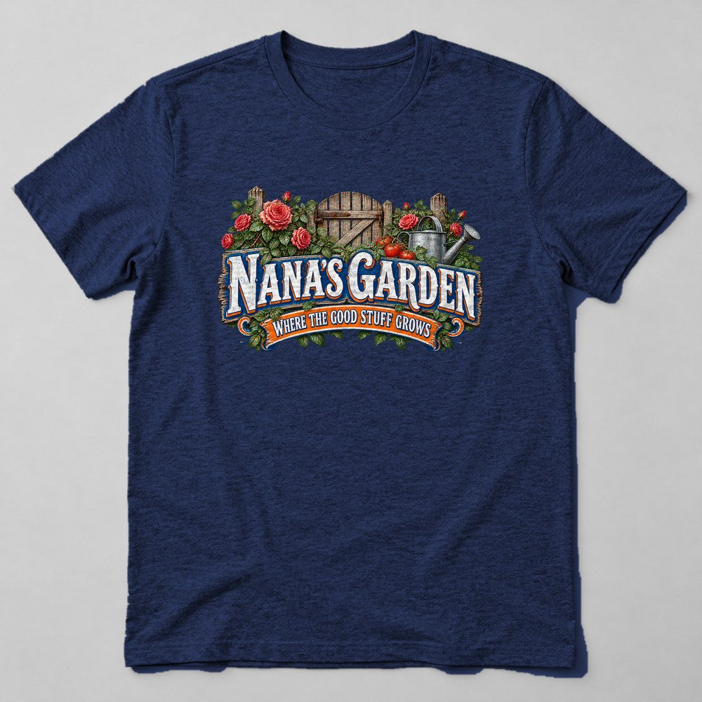 Nana's Garden Where the Good Stuff Grows T-Shirt in Navy