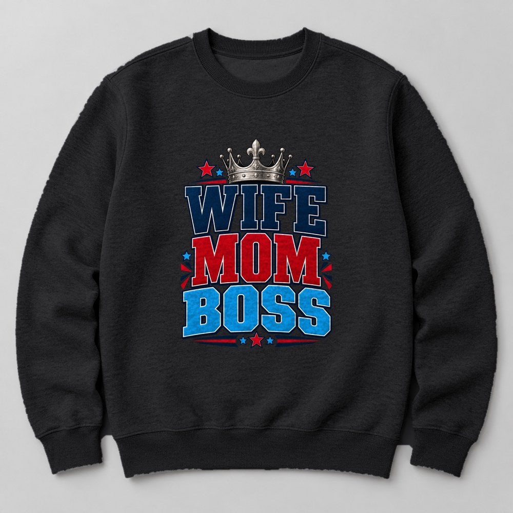 Wife Mom Boss Sweatshirt in Black