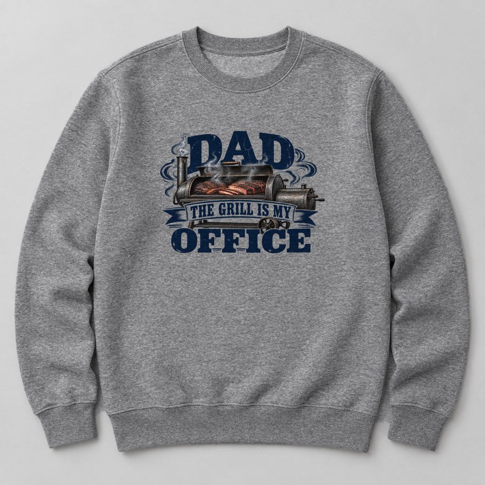 Dad the Grill is my Office Sweatshirt in Heather Grey