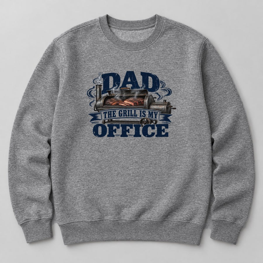 Dad the Grill is my Office Sweatshirt in Heather Grey
