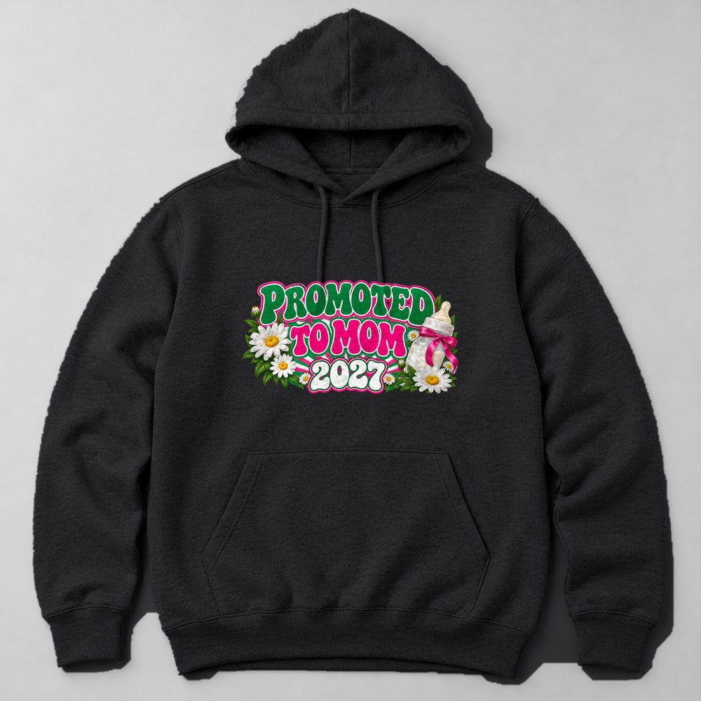 Promoted to Mom 2027 Hoodie in Black
