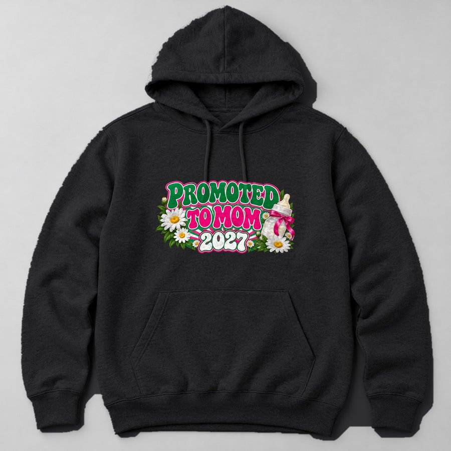 Promoted to Mom 2027 Hoodie in Black