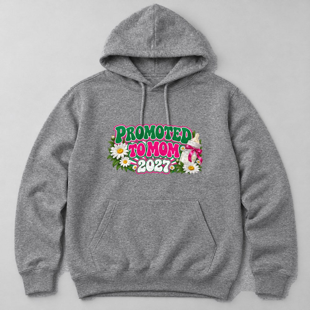 Promoted to Mom 2027 Hoodie in Heather Grey