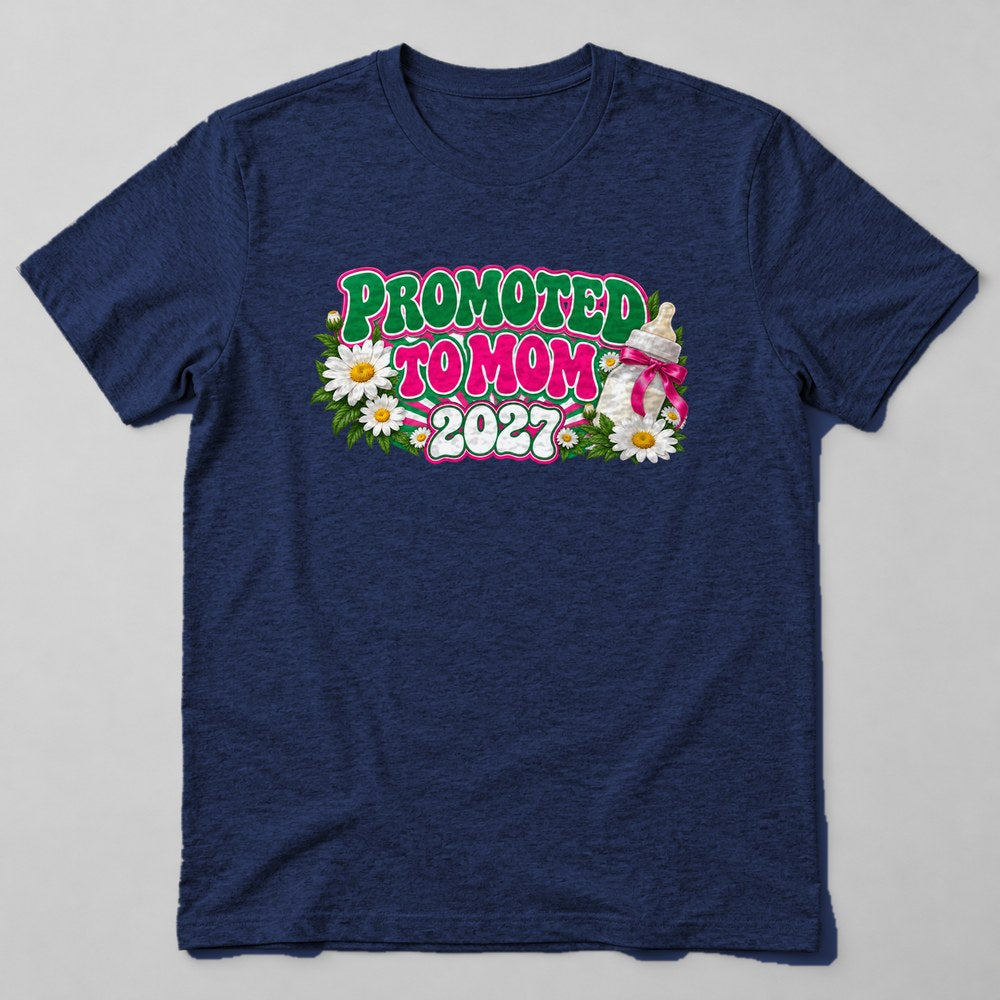 Promoted to Mom 2027 T-Shirt in Navy