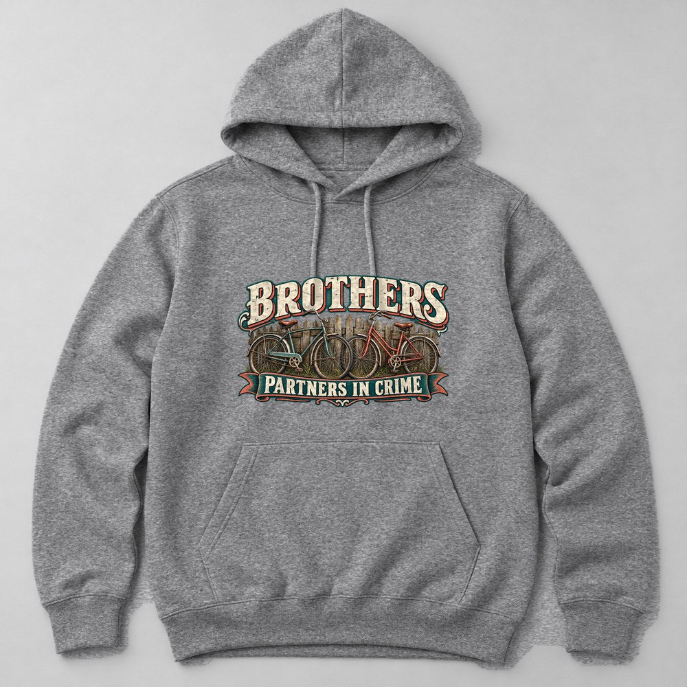 Brothers Partners in Crime Hoodie in Heather Grey