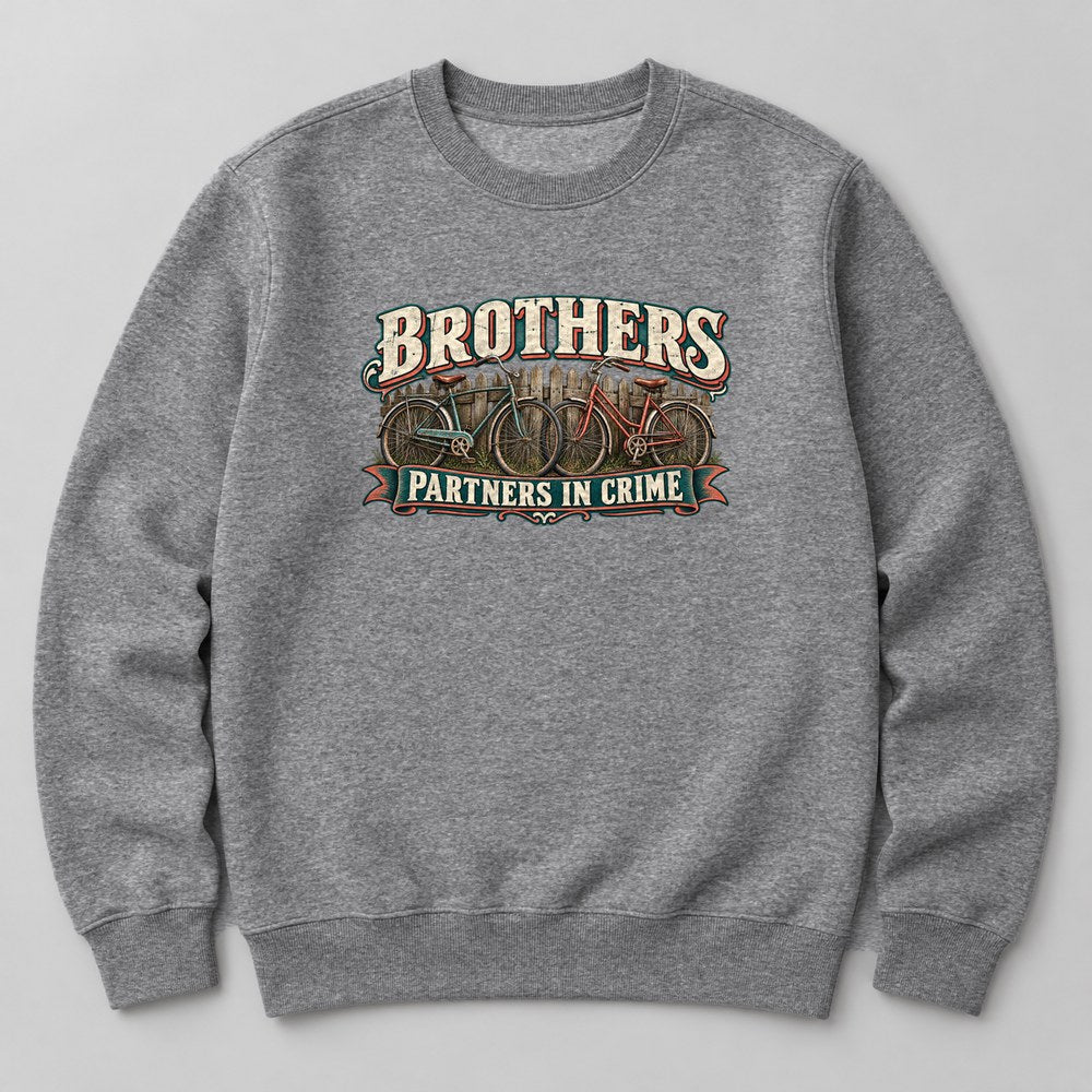 Brothers Partners in Crime Sweatshirt in Heather Grey