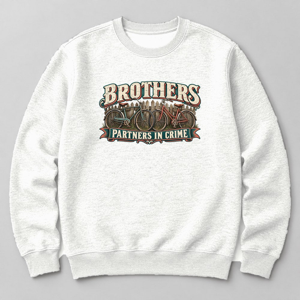 Brothers Partners in Crime Sweatshirt in White
