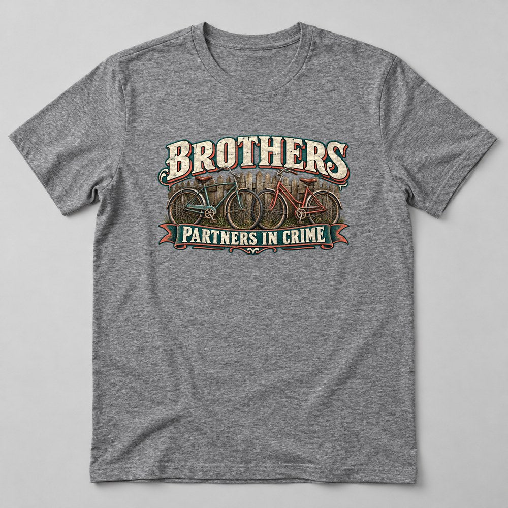 Brothers Partners in Crime T-Shirt in Heather Grey