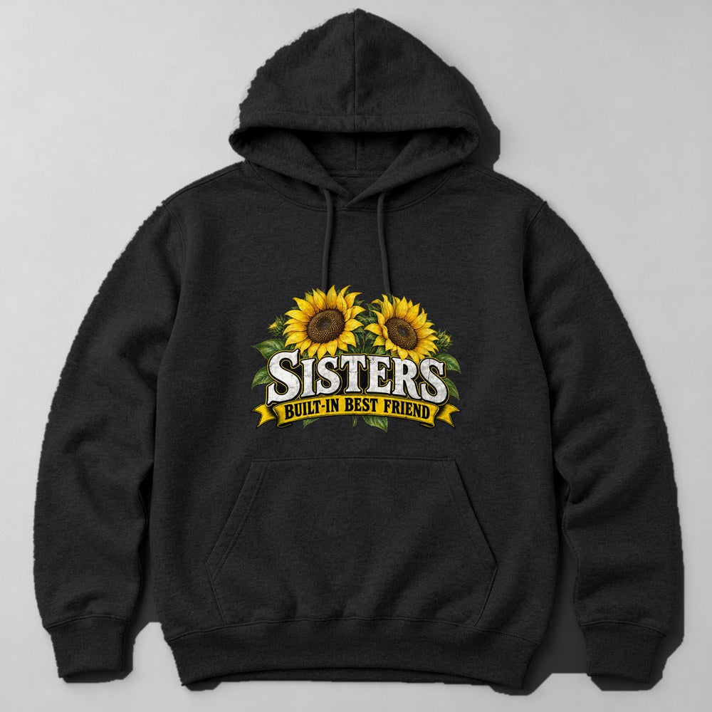 Sisters Built-in Best Friend Hoodie in Black
