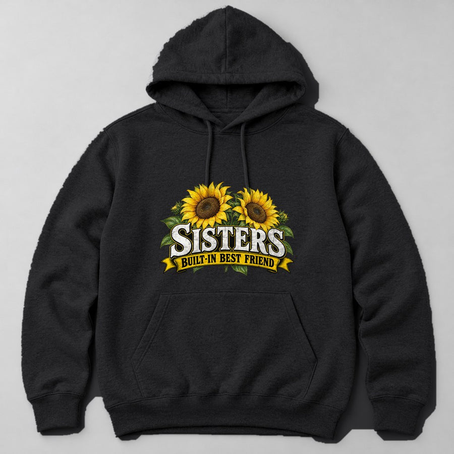 Sisters Built-in Best Friend Hoodie in Black