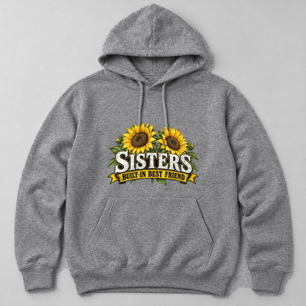 Sisters Built-in Best Friend Hoodie in Heather Grey