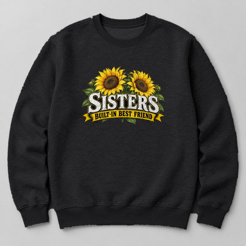 Sisters Built-in Best Friend Sweatshirt in Black