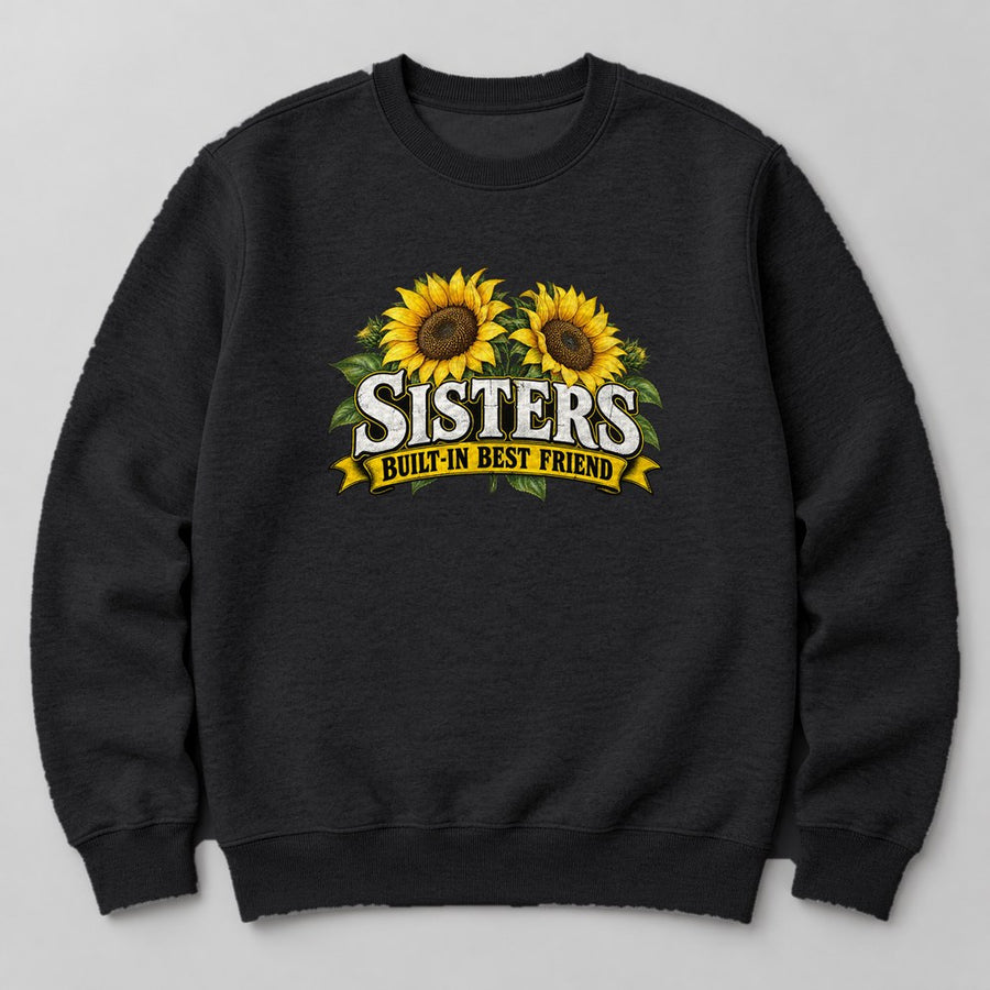 Sisters Built-in Best Friend Sweatshirt in Black