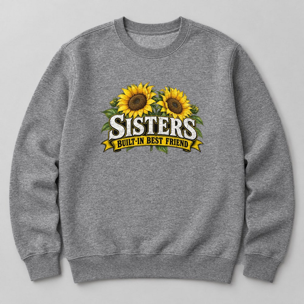 Sisters Built-in Best Friend Sweatshirt in Heather Grey