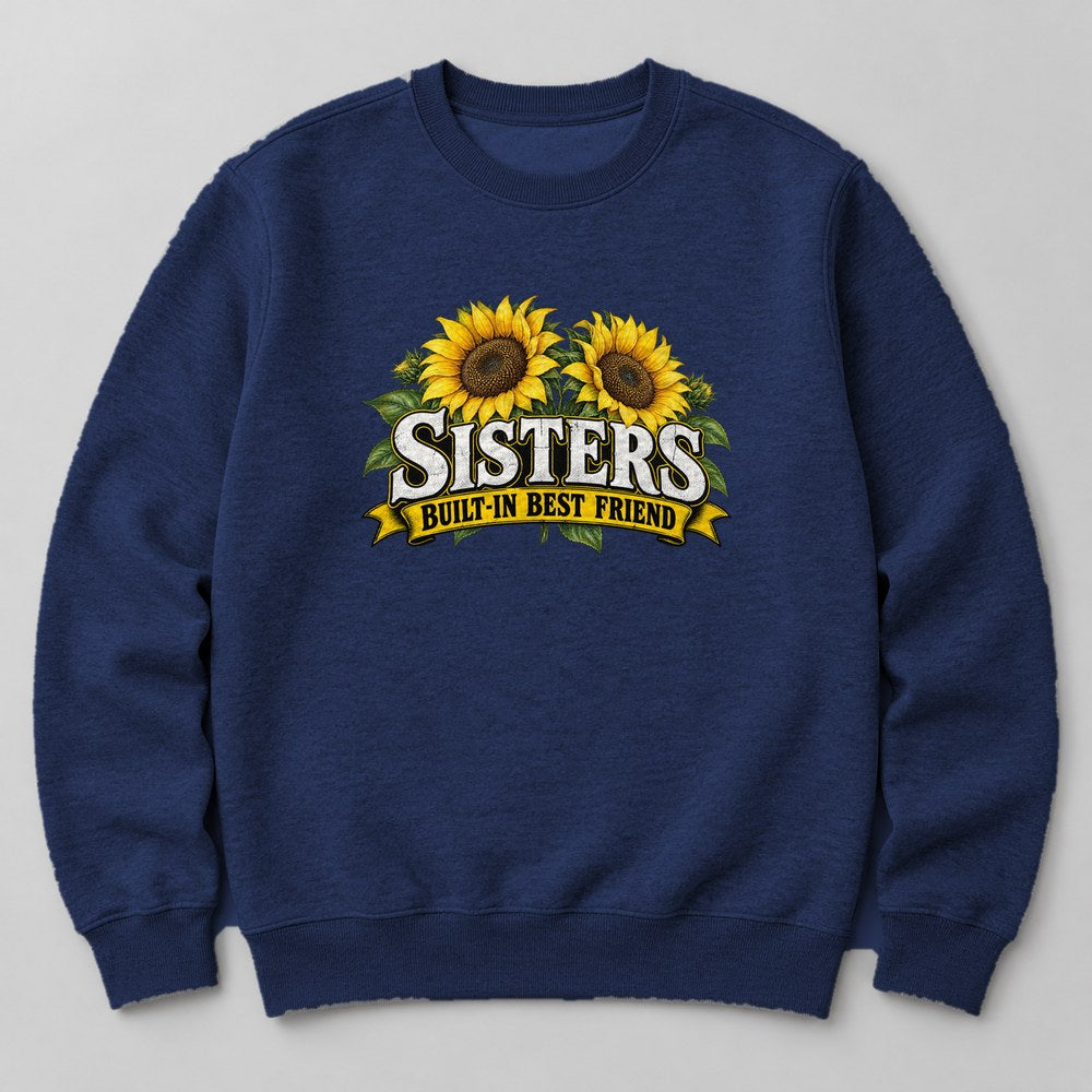 Sisters Built-in Best Friend Sweatshirt in Navy