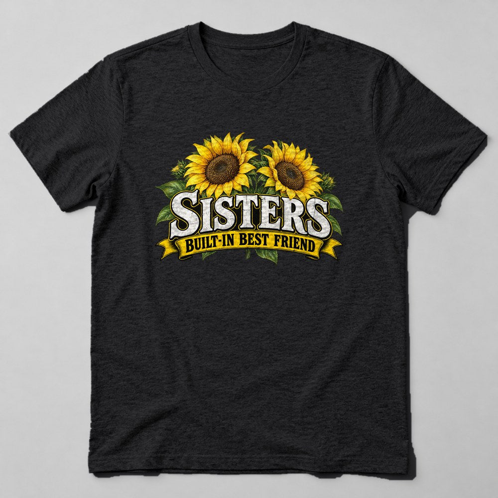 Sisters Built-in Best Friend T-Shirt in Black