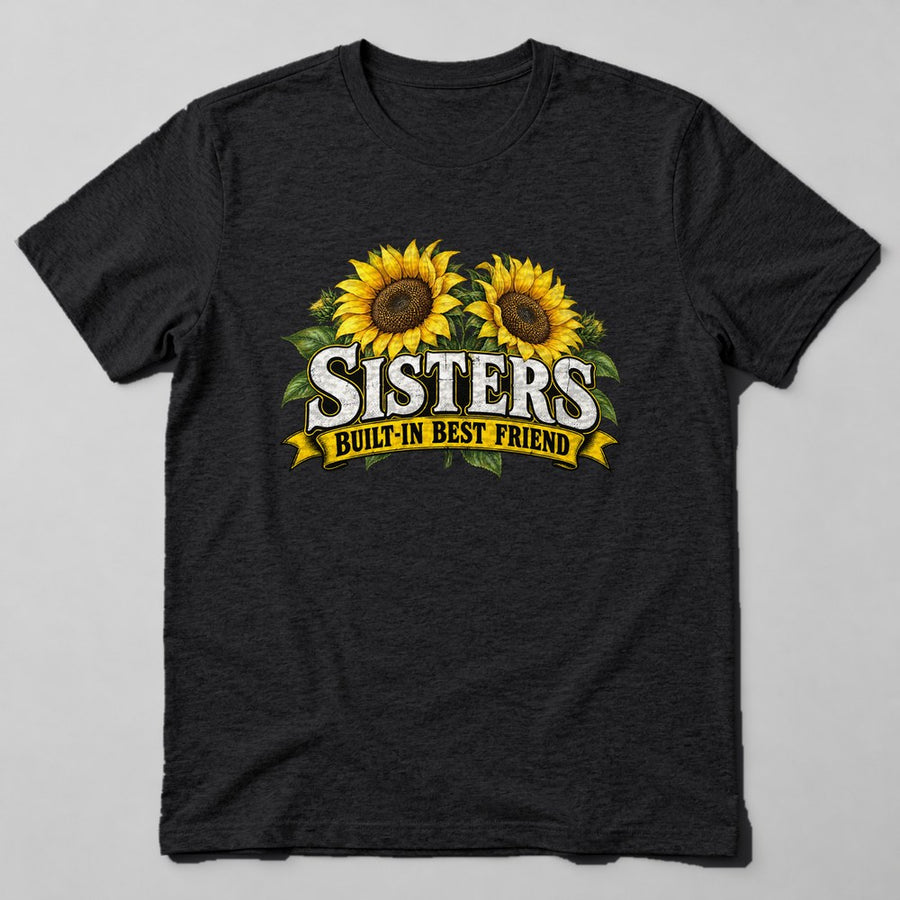 Sisters Built-in Best Friend T-Shirt in Black
