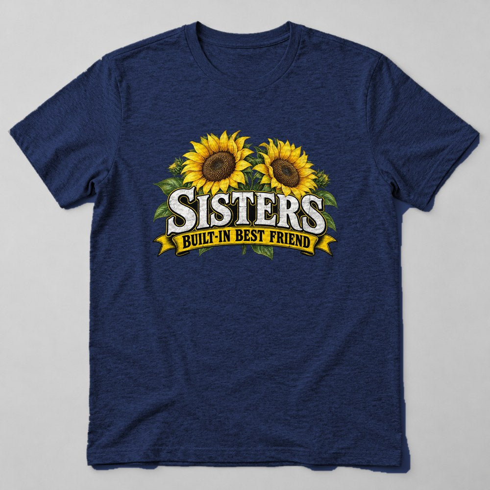 Sisters Built-in Best Friend T-Shirt in Navy
