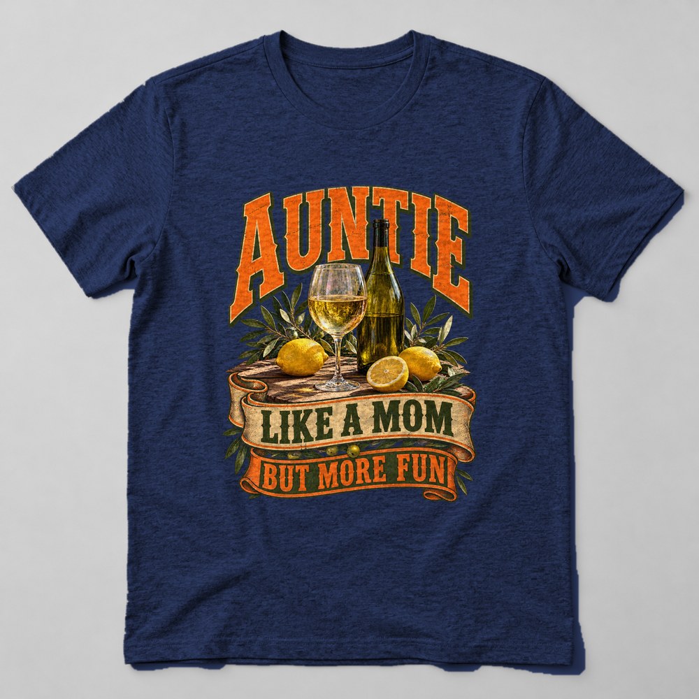 Auntie Like a Mom But More Fun T-Shirt in Navy