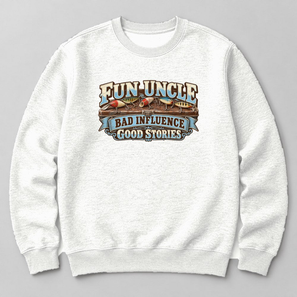 Fun Uncle Bad Influence Good Stories Sweatshirt in White