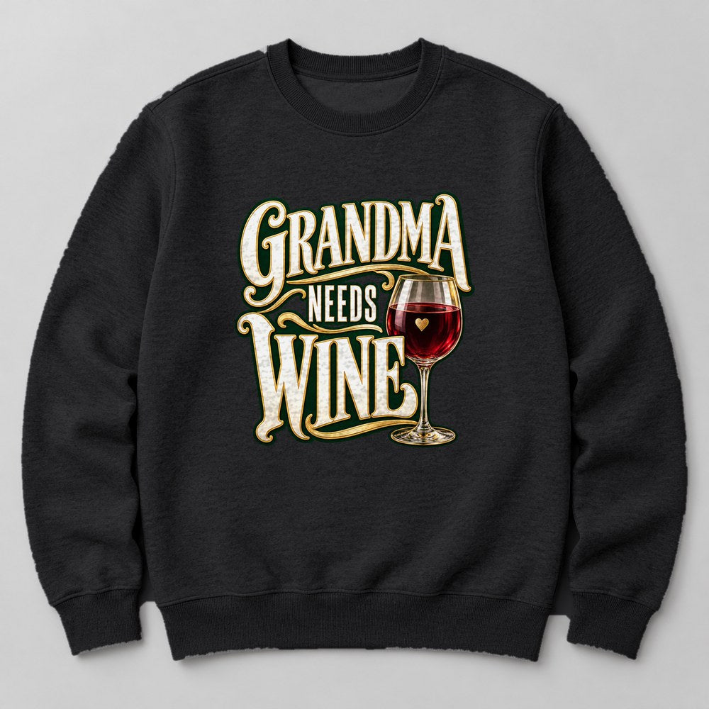 Grandma Needs Wine Sweatshirt in Black