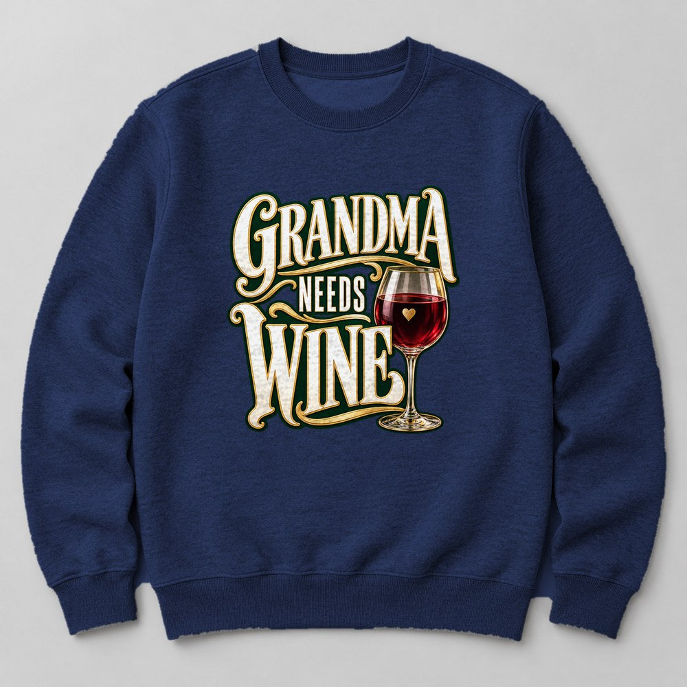 Grandma Needs Wine Sweatshirt in Navy