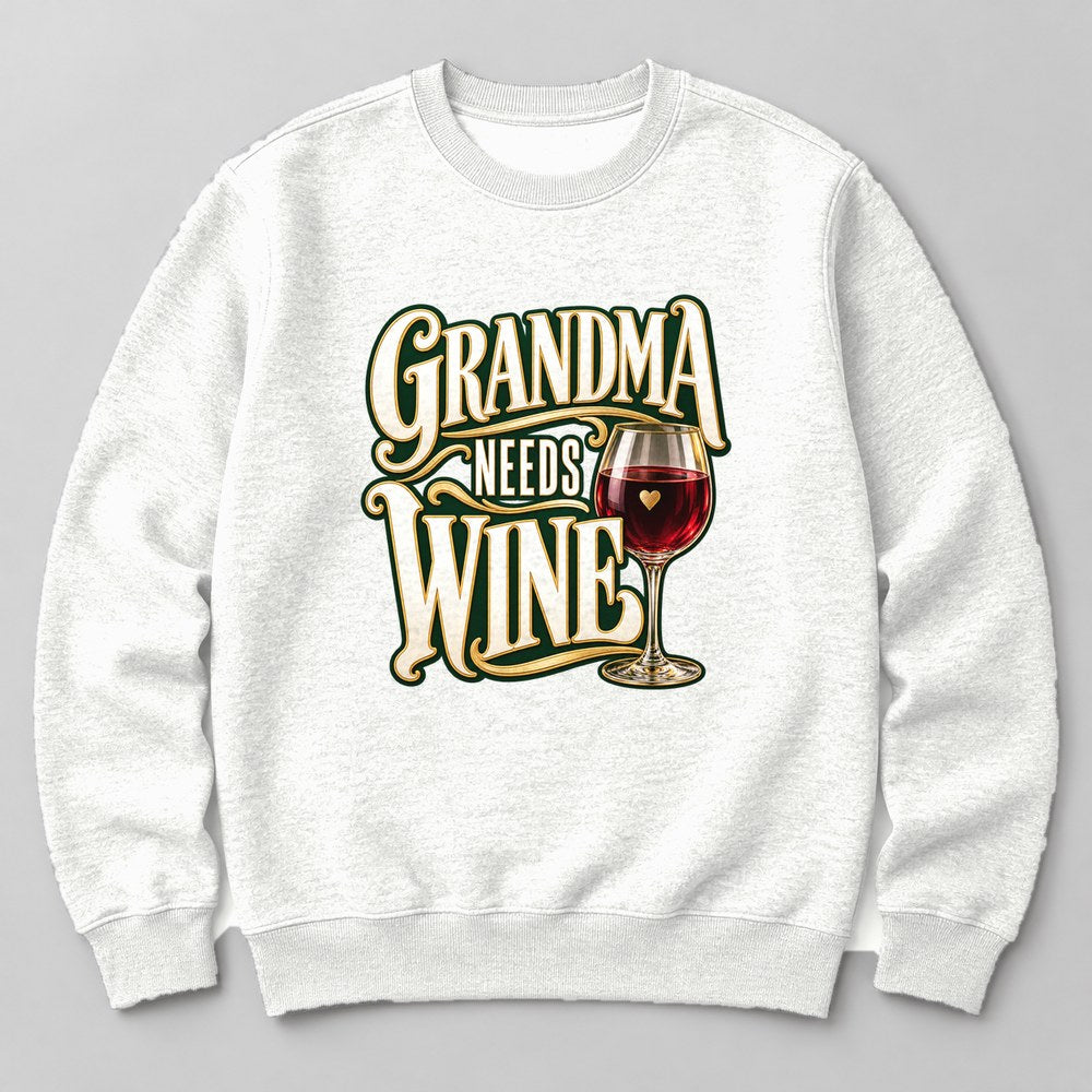 Grandma Needs Wine Sweatshirt in White