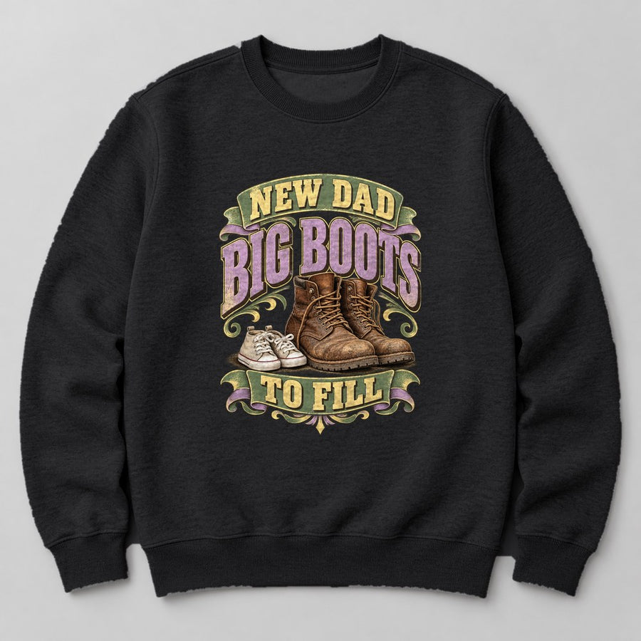 New Dad Big Boots to Fill Sweatshirt in Black