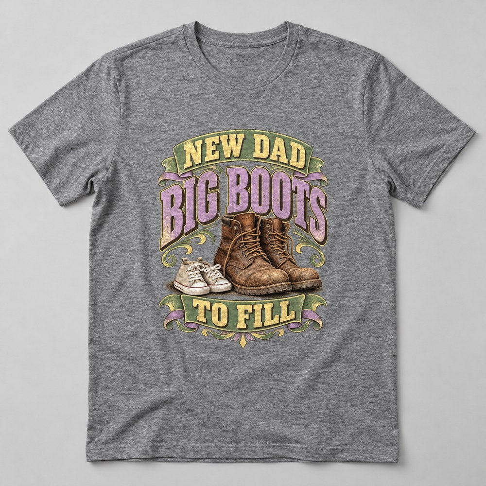 New Dad Big Boots to Fill T-Shirt in Heather Grey