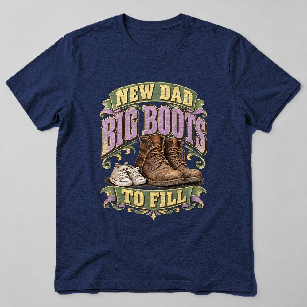 New Dad Big Boots to Fill T-Shirt in Navy