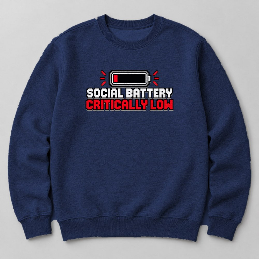 Social Battery Critically Low Sweatshirt in Navy