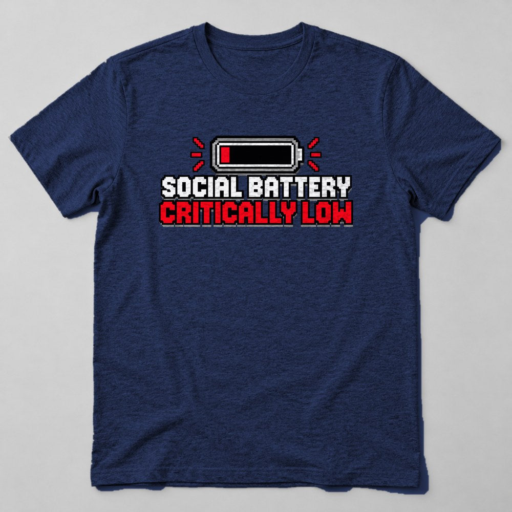 Social Battery Critically Low T-Shirt in Navy