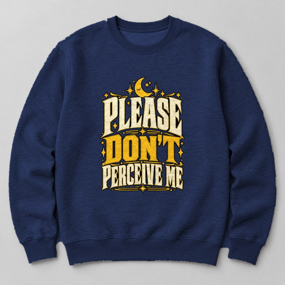 Please Don't Perceive Me Sweatshirt in Navy