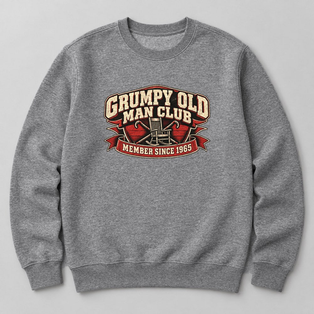 Grumpy Old Man Club Member Since 1965 Sweatshirt in Heather Grey