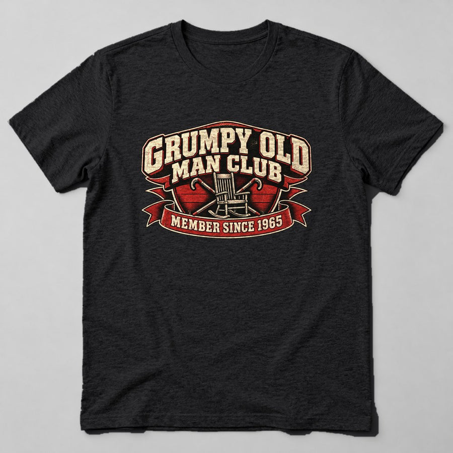 Grumpy Old Man Club Member Since 1965 T-Shirt in Black